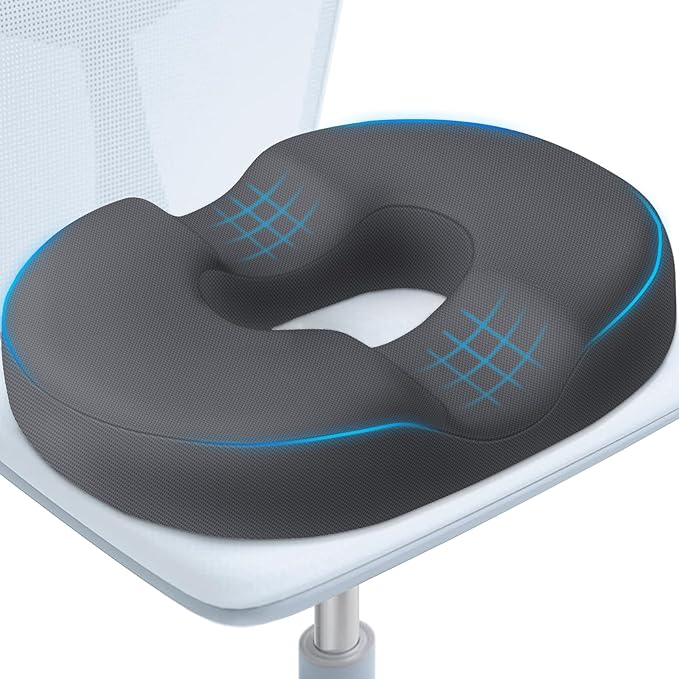 BlissTrends Donut Pillow Seat Cushion,Donut Chair Cushions for Postpartum Pregnancy & Hemorrhoids,Tailbone Pain Relief Cushion,Memory Foam Lifting Cushions for Office&Home Chairs (Grey)