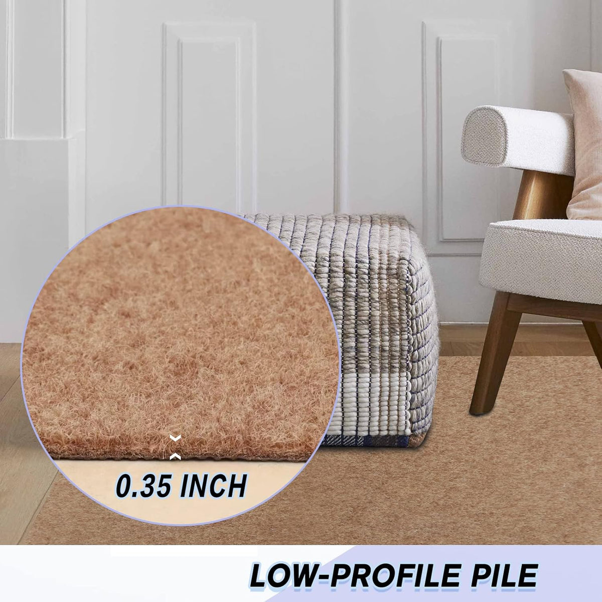 Custom Size Backed Non-Slip Area Rugs Runner, Easy Clean, Waterproof Runner Rugs for Hallway Entryway, Kitchen, Laundry, 3FT x 44FT, Beige