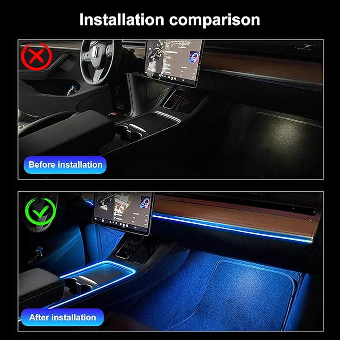 64 Colors Car Ambient Lighting Fiber Optic RF Remote + APP Control Multicoloured Music Car Atmosphere Decorative Lighting Kit 1W DC 12V-24V 6m