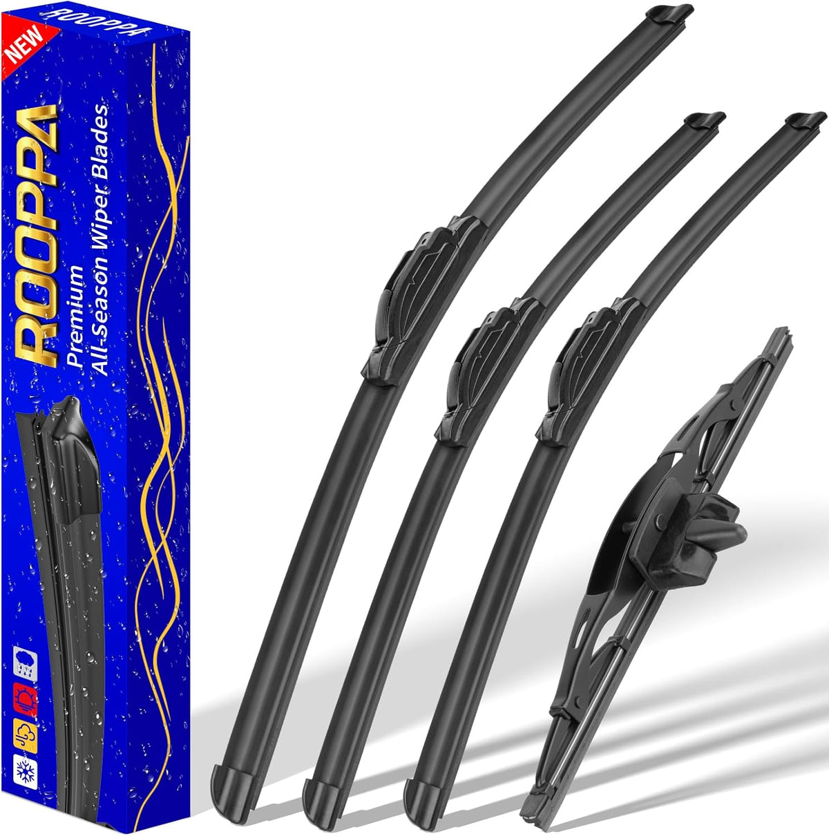 4 wipers Replacement for 2007-2014 Toyota FJ Cruiser, Windshield Wiper Blades Original Equipment Replacement - 16"/14"/14"/10" (Set of 4) U/J HOOK