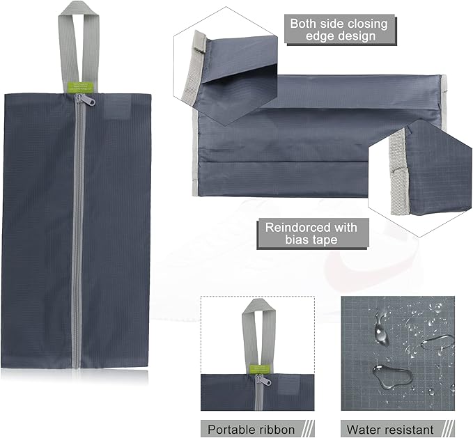 BeeGreen Travel Shoe Organizer with Zipper Closure | Shoe Bags for Travel, 6pcs Portable Packing Storage Organizer with Handle | Colorful Nylon Design for Dance Essentials, Gifts for Men and Women