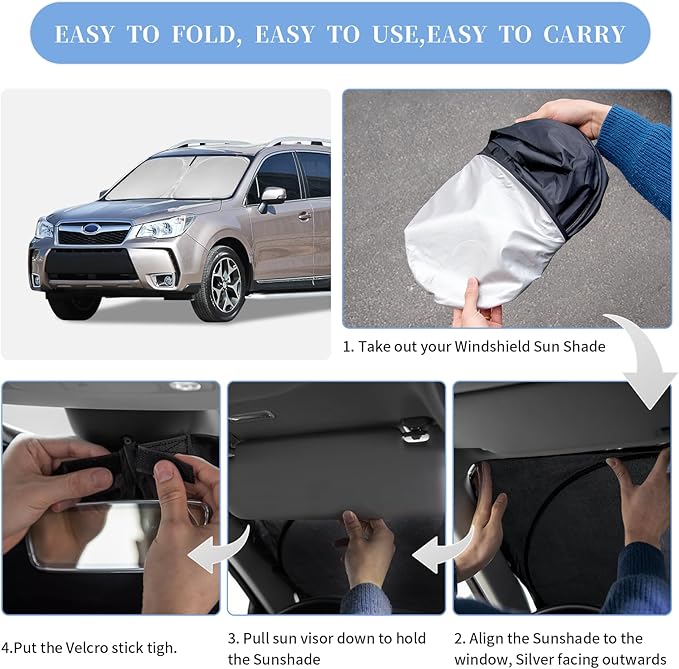 for Subaru Forester 2013-2018 Sun Shade Sunshade Windshield Cover, 240T Fabric 4-Layer Front Window Shade Custom Fit Forester Crossover, Base, Premium, Sport, Limited Sun Visor
