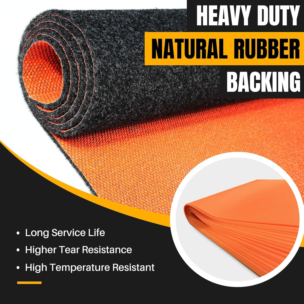 Heavy Duty Oil Spill Mat, Garage Floor Mat for Under Car, 32" X 32", Waterproof, 1/4" Rubber Backing Protects Floor, Reusable, Absorbs All Types of Spills (Black, 32" X 32")
