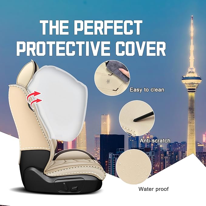 CTDS Car Seat Covers for Toyota Corolla 2000-2026, Stylish Sport Seat Cover, Premium Nappa Leather Car Seat Cover. Automobile Seat Covers Sets.(Luxury 2 Seats/Beige)