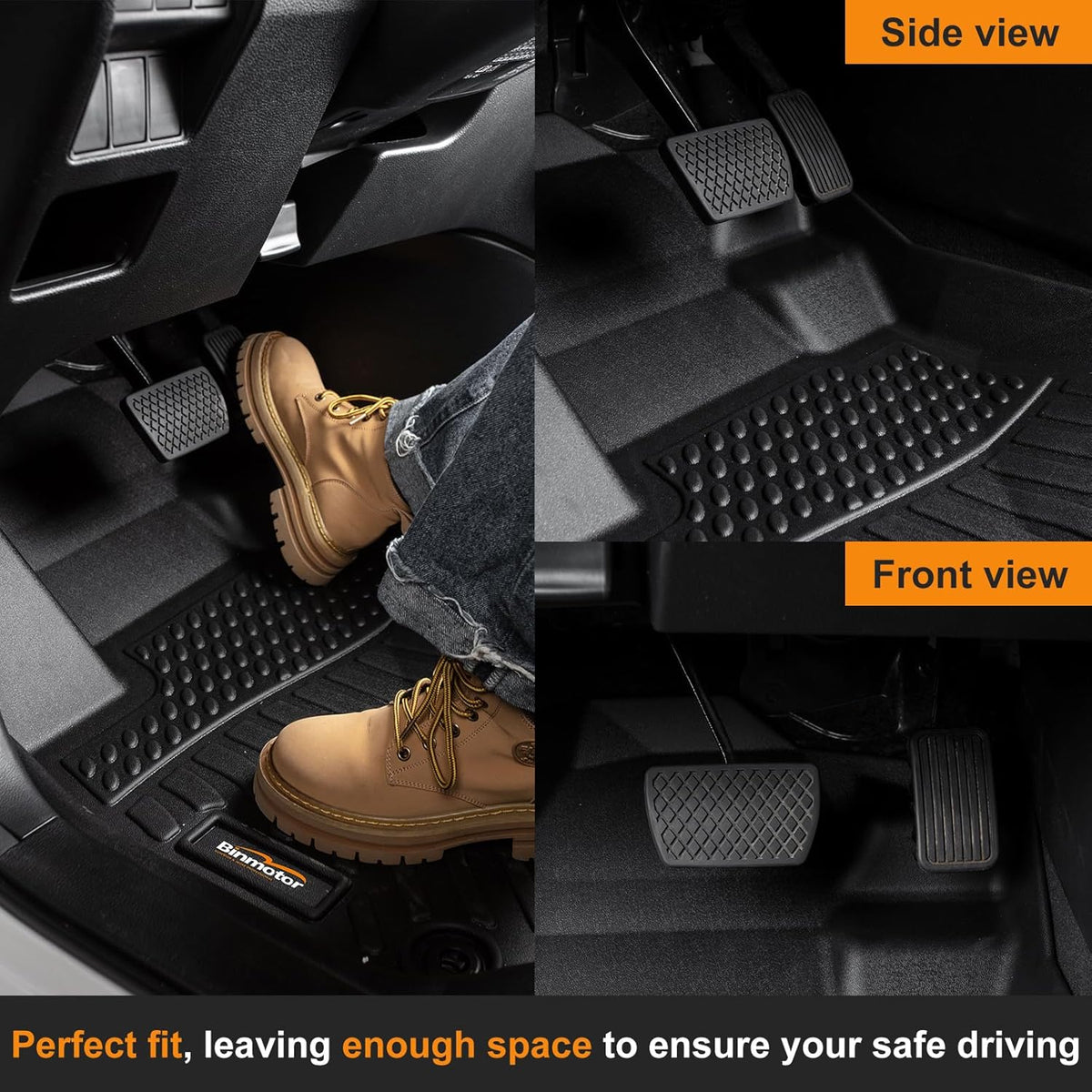 Binmotor-All Weather TPE Floor Mats for Ford Maverick Hybrid 2025-2022, Heavy Duty Car Floor Liners, Protection Automotive Car Mats, Front & 2nd Row Full Set for Maverick Hybrid Accessories