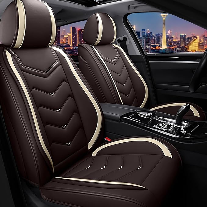 CTDS Car Seat Covers for Toyota Corolla 2000-2026, Stylish Sport Seat Cover, Premium Nappa Leather Car Seat Cover. Automobile Seat Covers Sets.(Standard 2 Seats/Coffee Color)