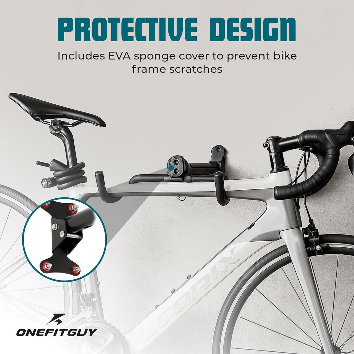 Bike Wall Mount, 1 Pack Bike Hanger, Foldable Bicycle Storage Horizontal Rack, Includes Bike Hook, for Garage, Indoor or Shed with Screws