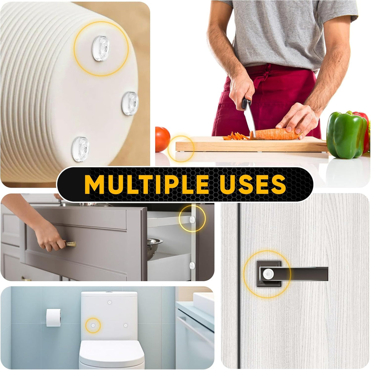 25 Clear Silicone Cabinet Door Bumpers – Self-Adhesive Pads, Quiet Soft Close Drawer Stoppers, Kitchen Sound Dampening Jelly Buttons – Vellax
