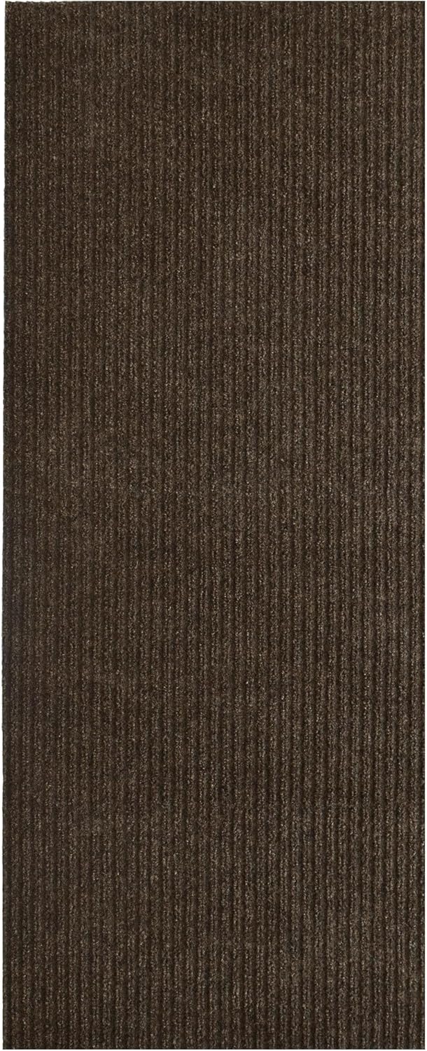 iCustomRug Spartan Weather Warrior Indoor/Outdoor Utility Ribbed Carpet Runner with Non-Slip Thermoplastic Rubber Backing, 3ft X 72ft in Brown