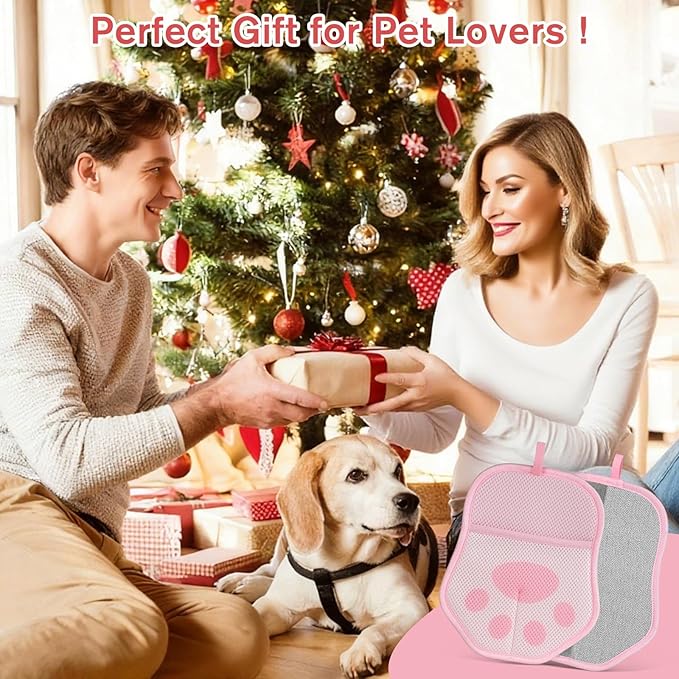 Pet Hair Removal Glove, Suitable for Removing Pet Hair From Clothing, Sofas, Carpets, and Car Seats, 2 Pcs With Hanging Hooks, Reusable Electrostatic Pet Hair Gloves, Size 9.8 x 7.87 x 0.5 in
