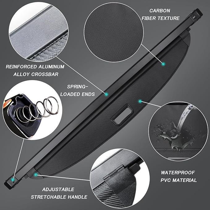 Cargo Cover for Chevrolet Equinox/GMC Terrain 2025-2026,Retractable Trunk Security Cover,Privacy Protection Shade,Carbon Fiber Texture