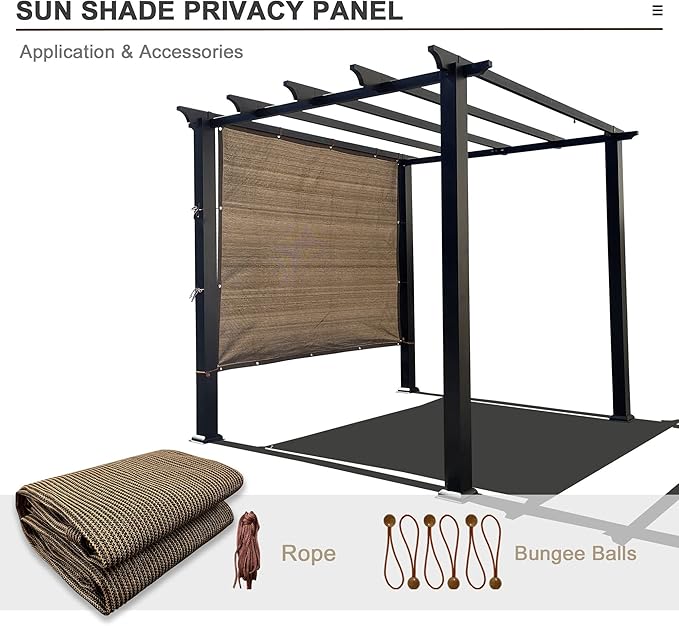 Sun Shade Privacy Panel with Grommets on 4 Sides for Patio, Awning, Window Cover, Pergola or Gazebo (Mocha Brown, 10' x 5')
