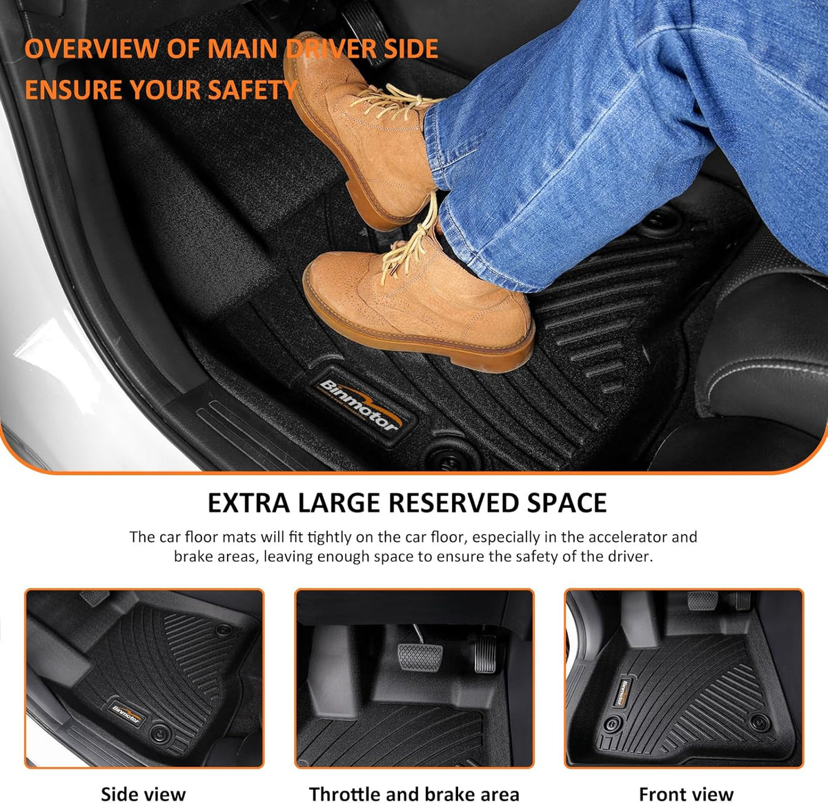 Binmotor-Floor Mats Cargo Liner Set for GMC Terrain 2024-2018丨2018-2024 Chevy Equinox, All Weather Car Floor Mats 2024 GMC Terrain/Chevy Equinox Accessories for Terrain