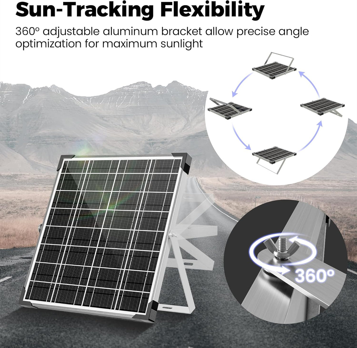 Solar Panel Kit 20W 12V, Solar Battery Trickle Charger Maintainer, Waterproof Solar Panel + Upgrade Charge Controller + Adjustable Mount Bracket for Boat RV Motorcycle Marine