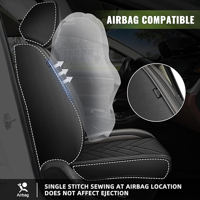 AOMSAZTO Car Seat Cover for Chevrolet Chevy Trax 2024 2025 2026 Full Set, Leather Car Seat Protector Waterproof, Non Slip Car Seat Cushion, Interior Seat Covers Automotive Accessories - Black&Grey