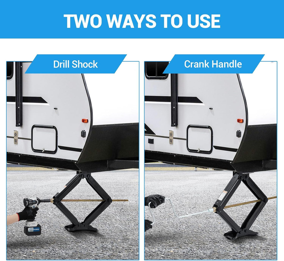 Garvee 24" RV Scissor Jack - 7500lb Heavy Duty Leveling Stabilizer with Crank Handle, Stable Base, 4"-24" Adjustable Height, Powder Coated Steel for Travel Trailers, RVs & Campers - 2 Pack