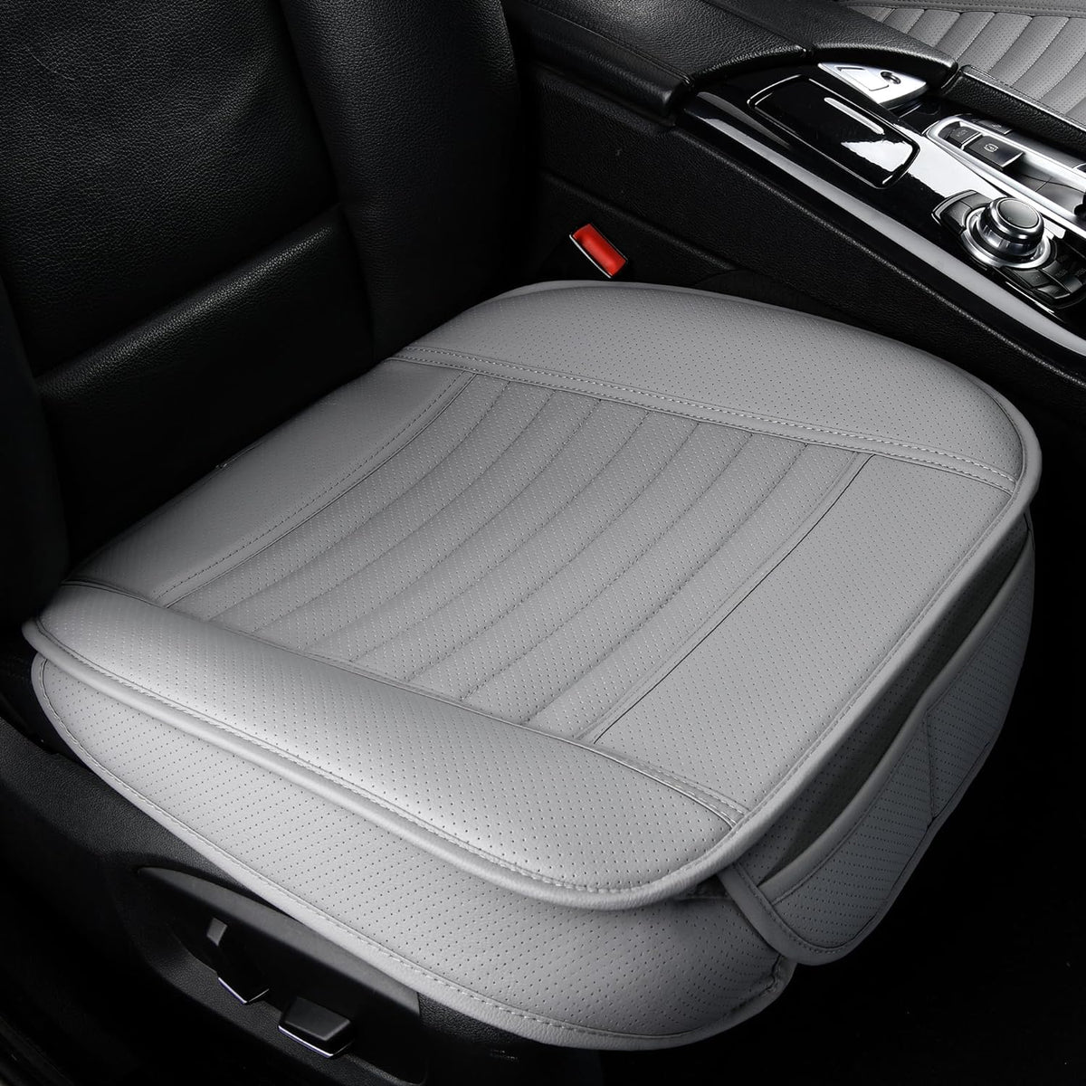 1pc Edge Wrapping Comfortable Car Front Seat Cover Cushion Pad Mat Protector, Anti-Slip Bottom Seat Cushion Cover for Auto with PU Leather(Gray)