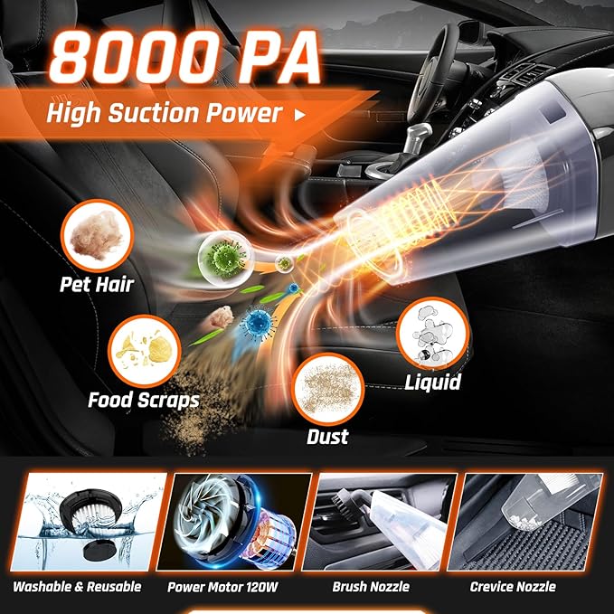 61 PCS Car Detailing Kit Interior Cleaner, Auto Detailing Kit, Car Vacuum Car Interior Detailing Kit, Car Wash Kit with Bucket Detailing Brush Set Car Accessories for Motorcycle, Cars, Bikes, Wheels