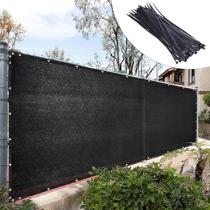 Royal Shade Custom Size 6' x 24' Black Fence Privacy Screen Windscreen Cover Netting Mesh Fabric Cloth - Cable Zip Ties Included (We Make Custom Size)