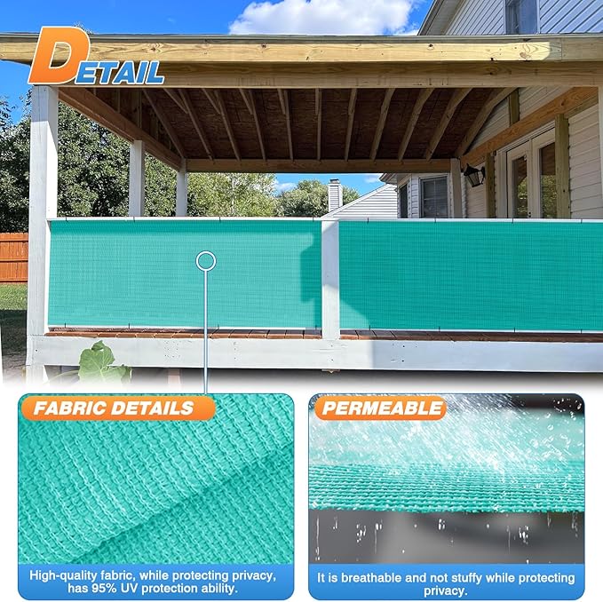 TANG Sun Shade Fabric Roll 8'x70' Shade Cloth for Garden Turquoise Green HDPE Mesh Shading Pergola Cover Replacement Canopy, 95% Blockage Sunshades for Outdoor Patio Backyard Plant