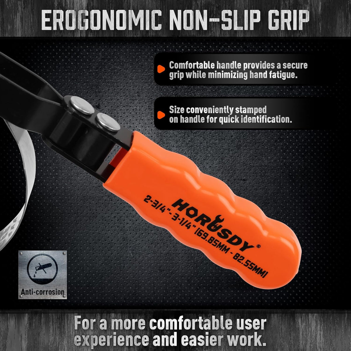 HORUSDY Small Swivel Oil Filter Wrench, 2-3/4" to 3-1/4" Ajustable Car Oil Filter Removal Tool, Durable & Easy Operation