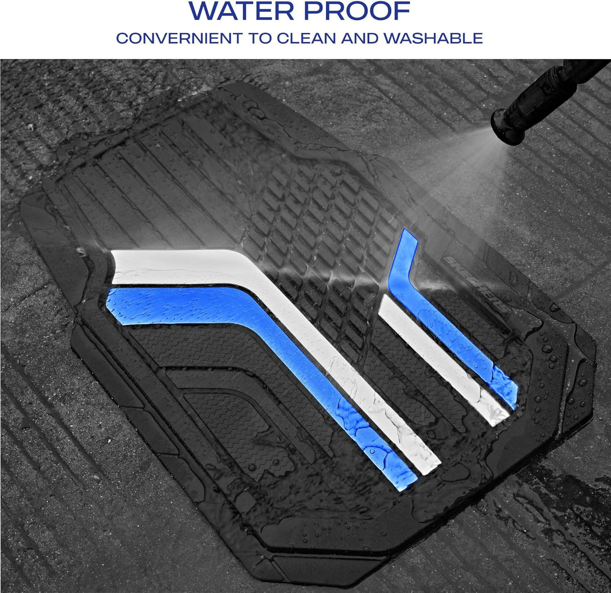 Skechers Heavy Duty Rubber Car Floor Mats,Dual Color Design Floor Mats,All Weather Car Mats,Waterproof Trim To Fit Universal Floor Liner Car Accessories,Automotive Floor Mats For Cars Trucks Suvs,Blue
