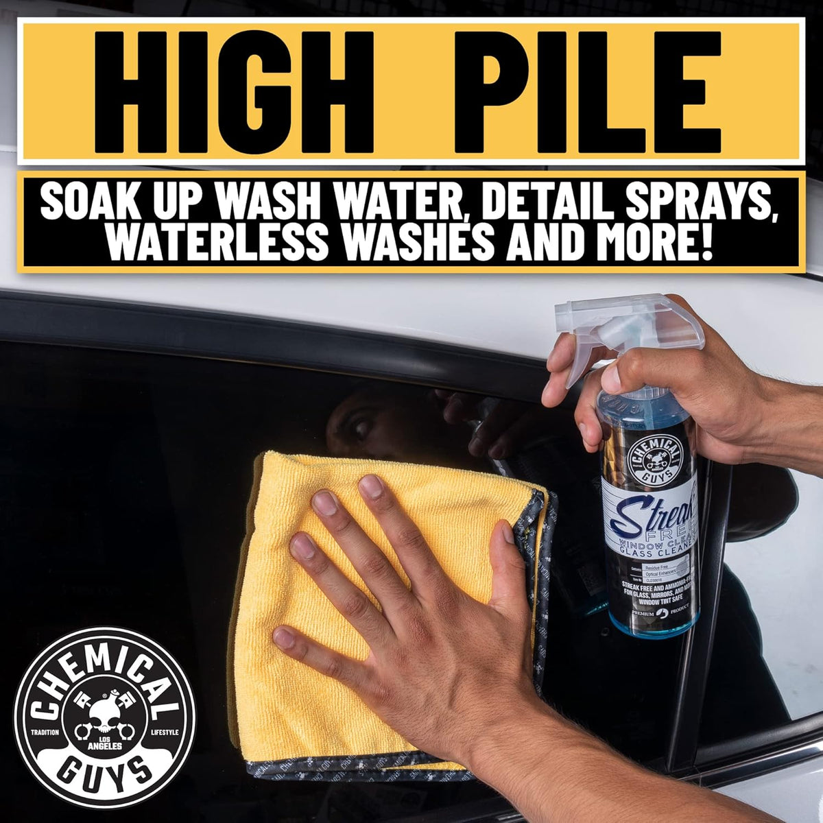 Chemical Guys MIC_506_12 Professional Grade Premium Microfiber Towels, Gold (16 Inch x 16 Inch) (Pack of 12) - Safe for Car Wash, Home Cleaning & Pet Drying Cloths