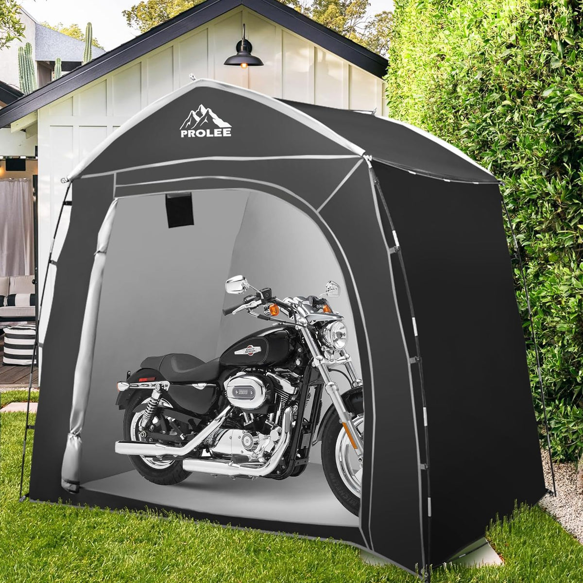 Prolee Bike Storage 7.3 x 5ft, Outside Storage Waterproof Oxford Fabric for 4 Bikes, Bike Shed, Garden Sheds & Outdoor Storage, Black