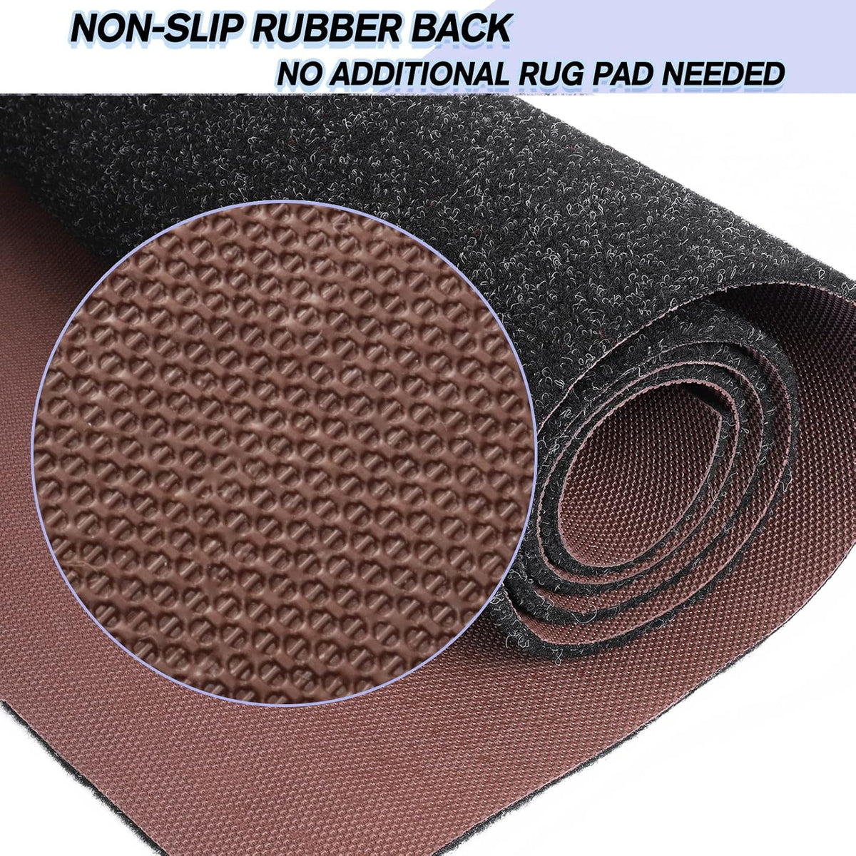 Custom Size Backed Non-Slip Area Rugs Runner, Easy Clean, Waterproof Runner Rugs for Hallway Entryway, Kitchen, Laundry, 2FT x 76FT, Black