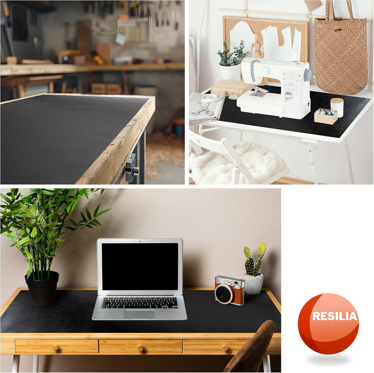 RESILIA Work Bench Mat - 36" X 96", Scratch-Resistant PVC Mats - Protect Your Workbench, Table, or Tool Station from Painting, Woodworking, Crafting, Building, & More, Black, Made in The USA