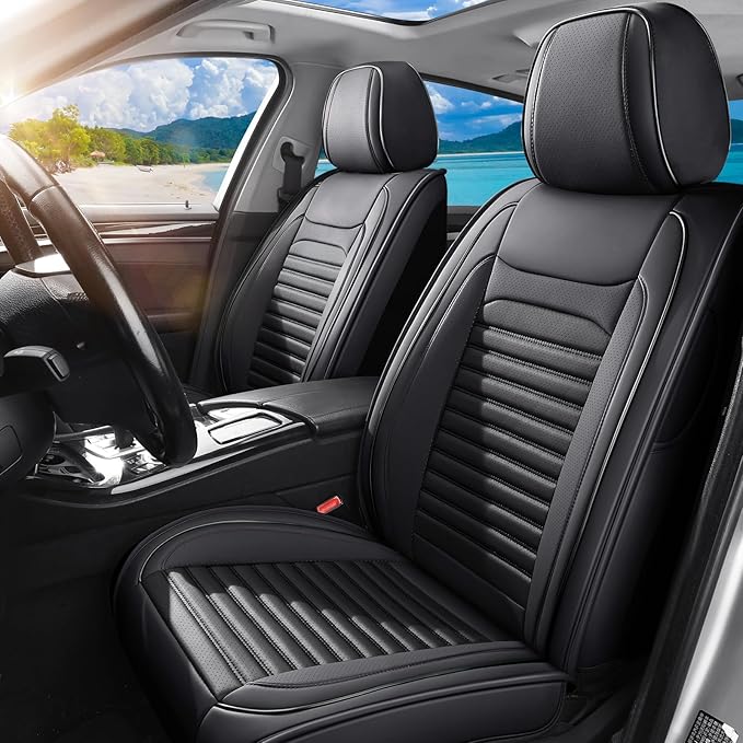 Front Seat Covers Fit for Toyota Avalon 2001-2022, Car Seat Covers Front Seats, Breathable Faux Leather Automotive Seat Covers Front Pair Anti-Slip Seat Cover(Black, Front)