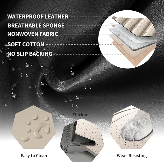 Car Seat Covers Full Set Fit for Toyota RAV4 2001-2026, Premium Faux Leather Car Seat Protector,Breathable Anti-Slip Full Wrapping Edge Seat Covers(Beige,Full Set)