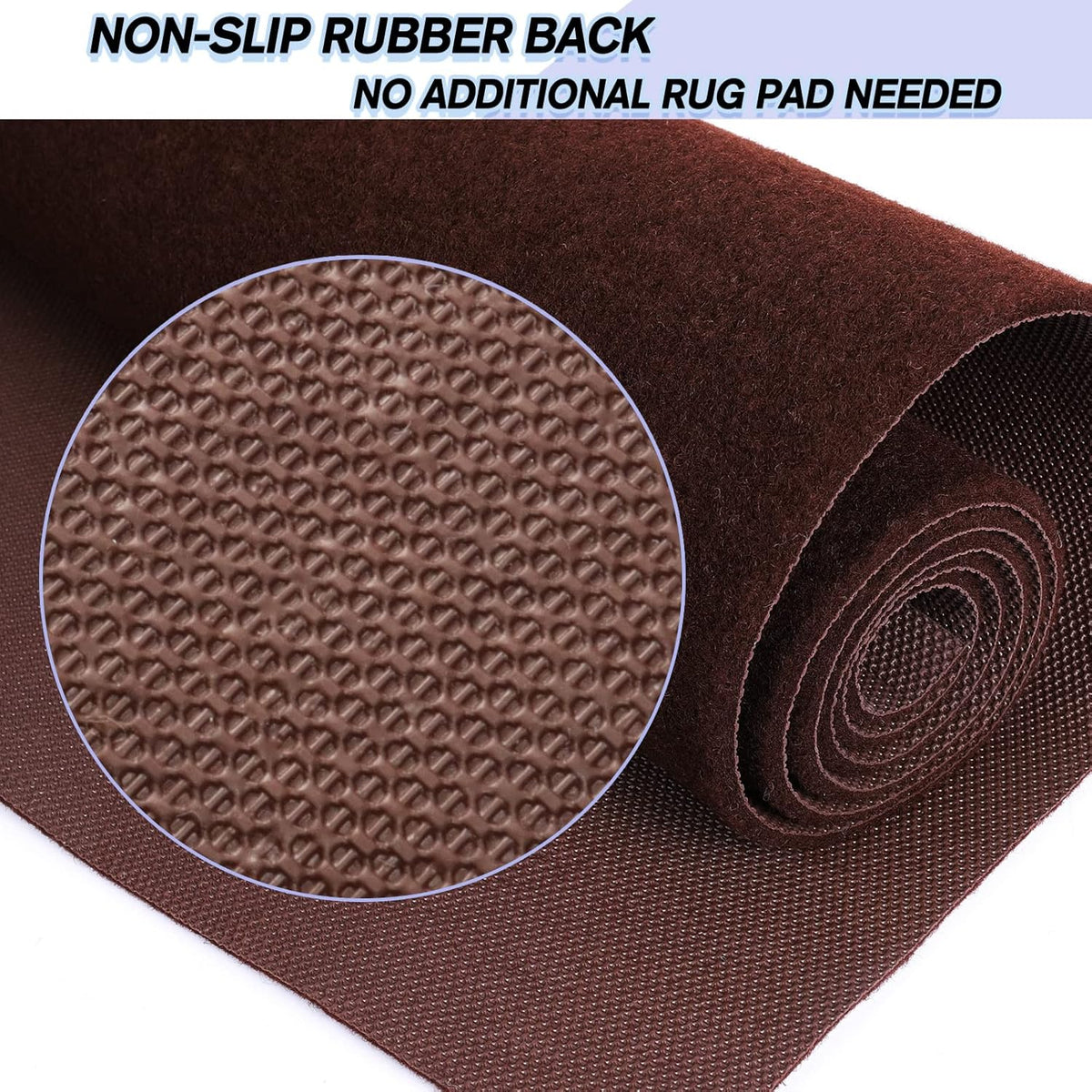 Custom Size Backed Non-Slip Area Rugs Runner, Easy Clean, Waterproof Runner Rugs for Hallway Entryway, Kitchen, Laundry, 4FT x 24FT, Brown