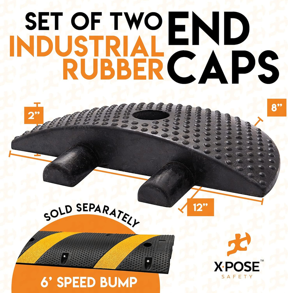 Speed Bump - Rubber Speed Hump Modular Interlocking Design - by Xpose Safety (Endcap)