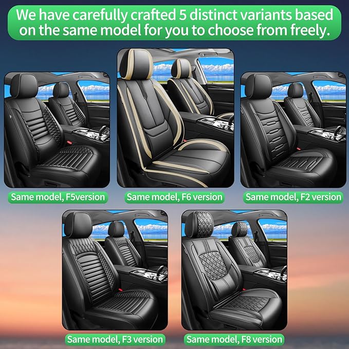 Fit Outback Car Seat Covers for Subaru Outback 2010-2024 2025 2026 -Upgraded Premium Waterproof & Breathable Leather,Airbag Compatible,All-Weather Seat Cushion Protector,Full Set,Black-Beige