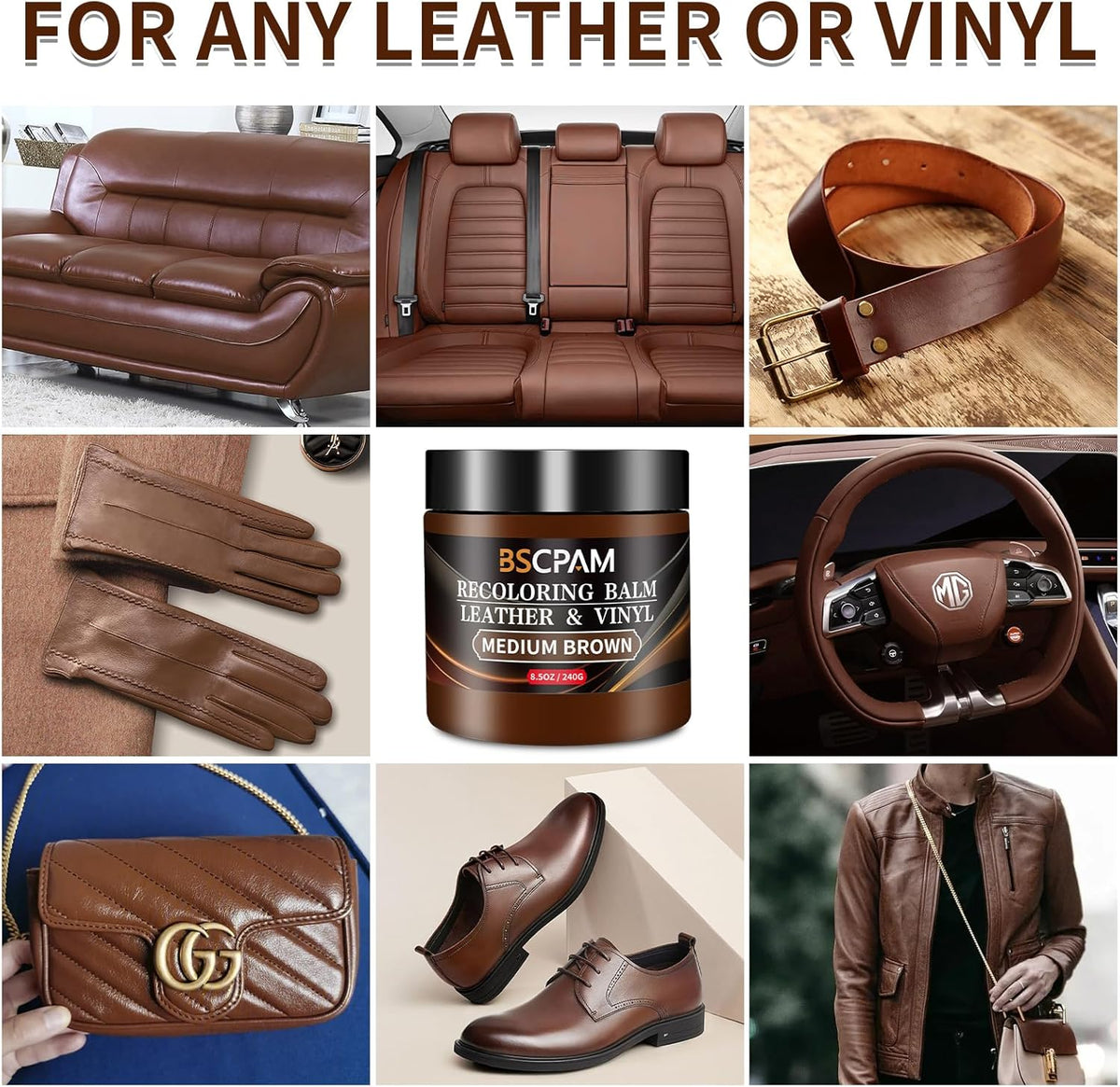 Medium Brown Leather Recoloring Balm with 100ml Mink Oil,Leather Couch Scratch Remover,Leather Repair kit for Vinyl Furniture and Car Interior,Leather Dye Paint,Mink Oil for Leather