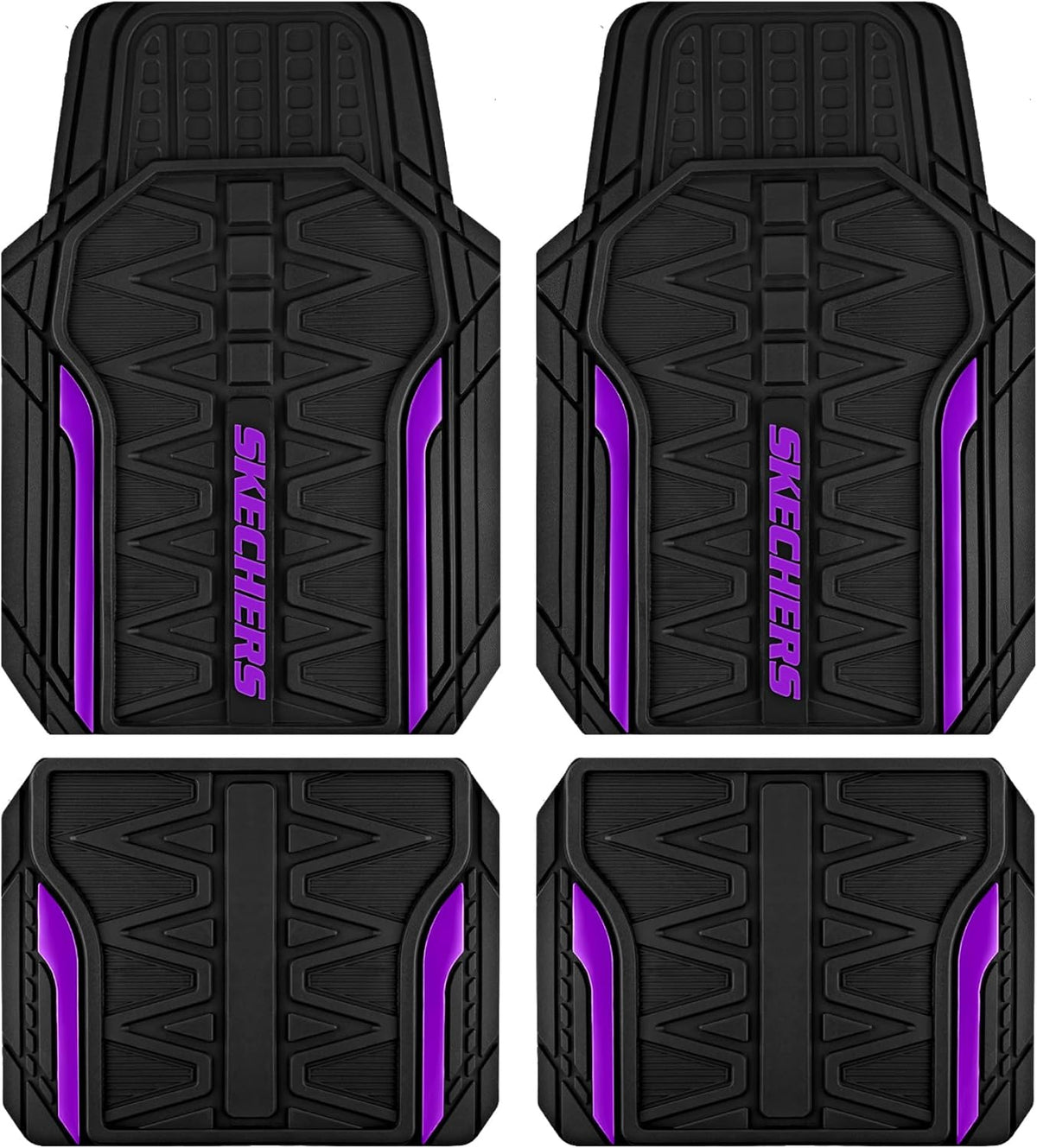 Skechers Car Floor Mats,Heavy Duty Rubber Car Mats Full Set,All Weather Floor Mats,Waterproof TrimTo Fit Universal Floor Liner Car Accessories,Automotive Floor Mats for Cars Trucks SUV,Purple