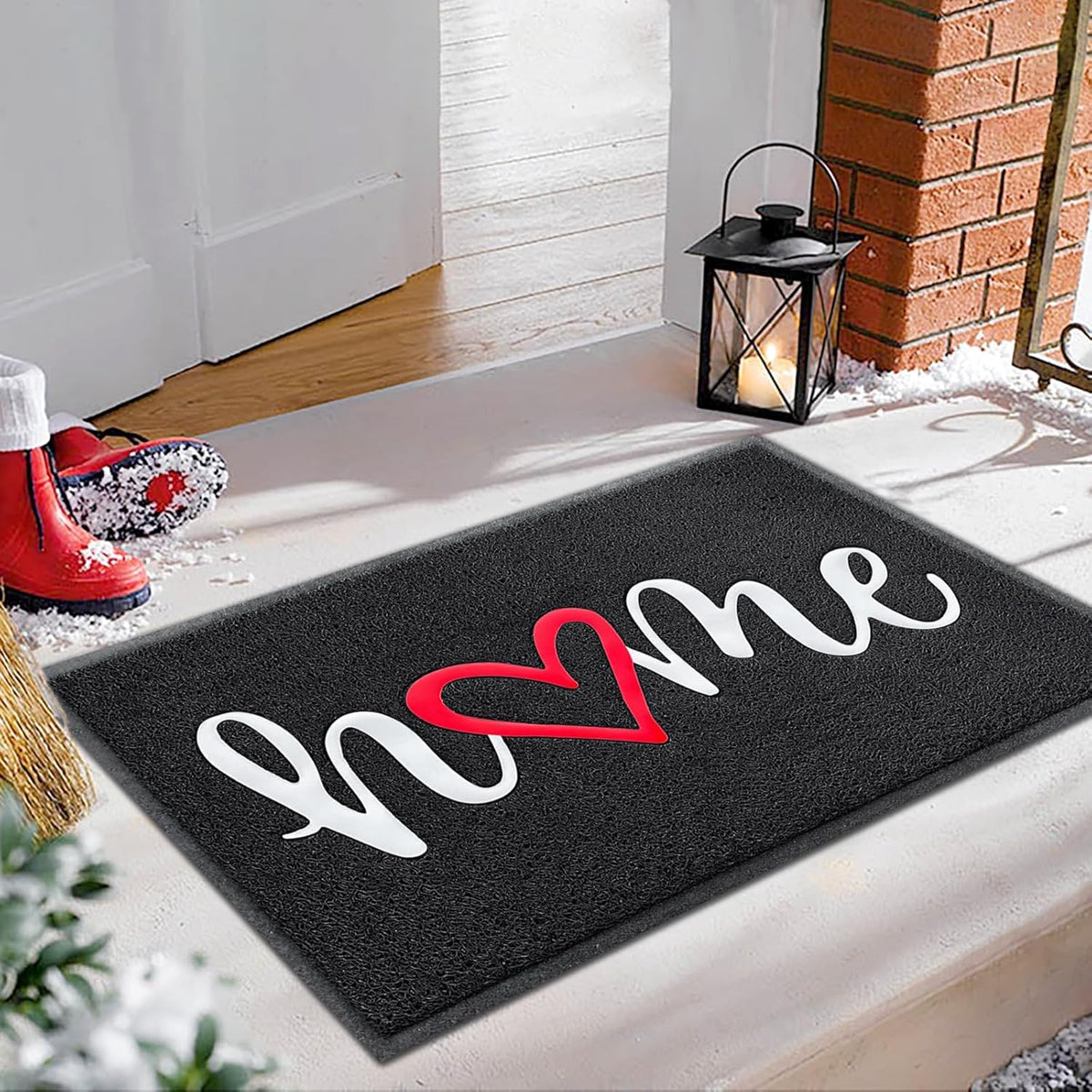 EARTHALL Door Mat Outside Inside Home Doormat, 32"x20", Durable Floor Mat Non Slip Mat Ultra Absorb Mud Easy Clean Front Doormat for Garage, Entryway, Patio, High Traffic Areas, Black