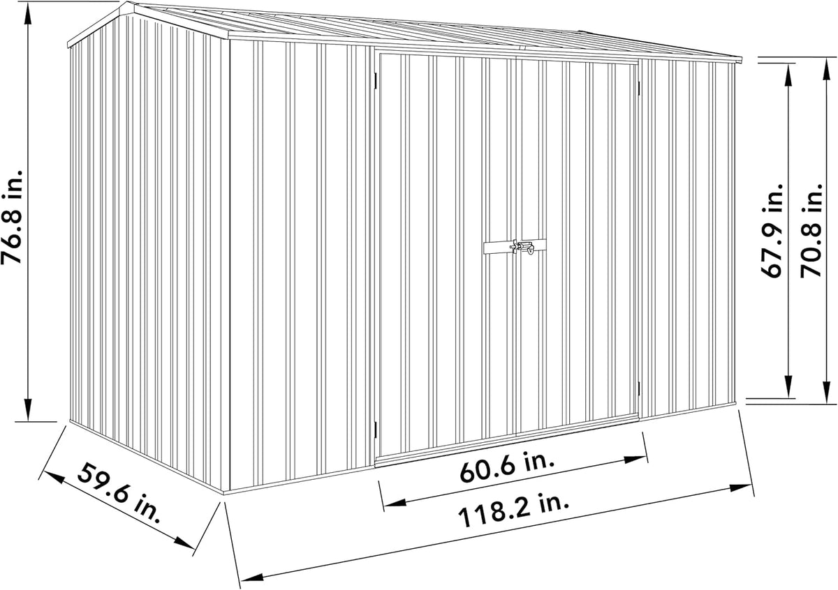 Absco Premier Storage Sheds, 10'x5' Metal Garage, DIY Backyard Shed, Utility Tool Storage, Weather & Wind Resistant Aluminum Panels & Steel Frame, Maintenance-Free, 12 Year Warranty, Monument Gray