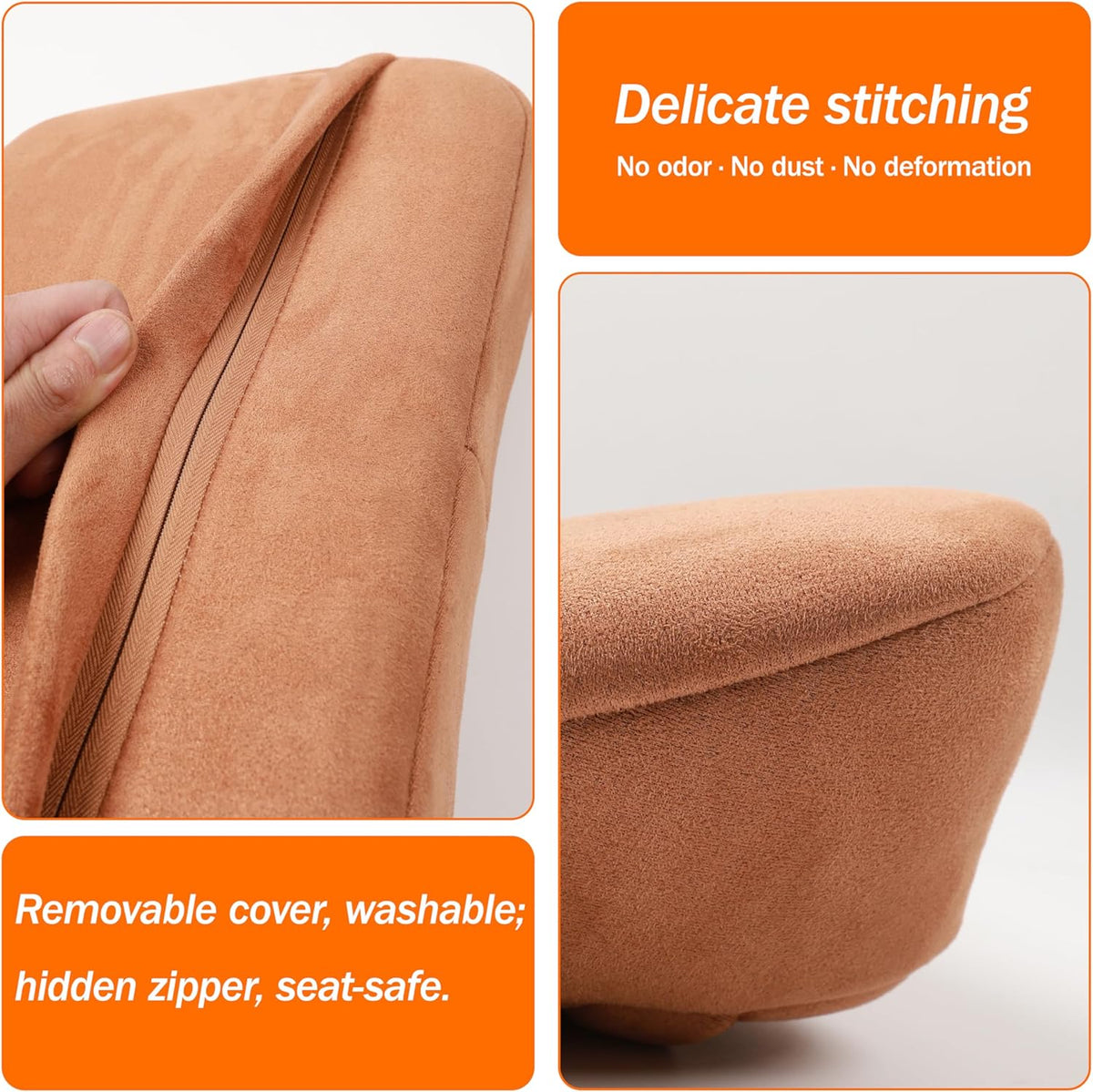 1P Lumbar Support Pillow,15.5x8.7 Memory Foam,Superfiber Suede,Drive car Back Pillows,seat,Office,Rest,Improve Posture(Coffee)