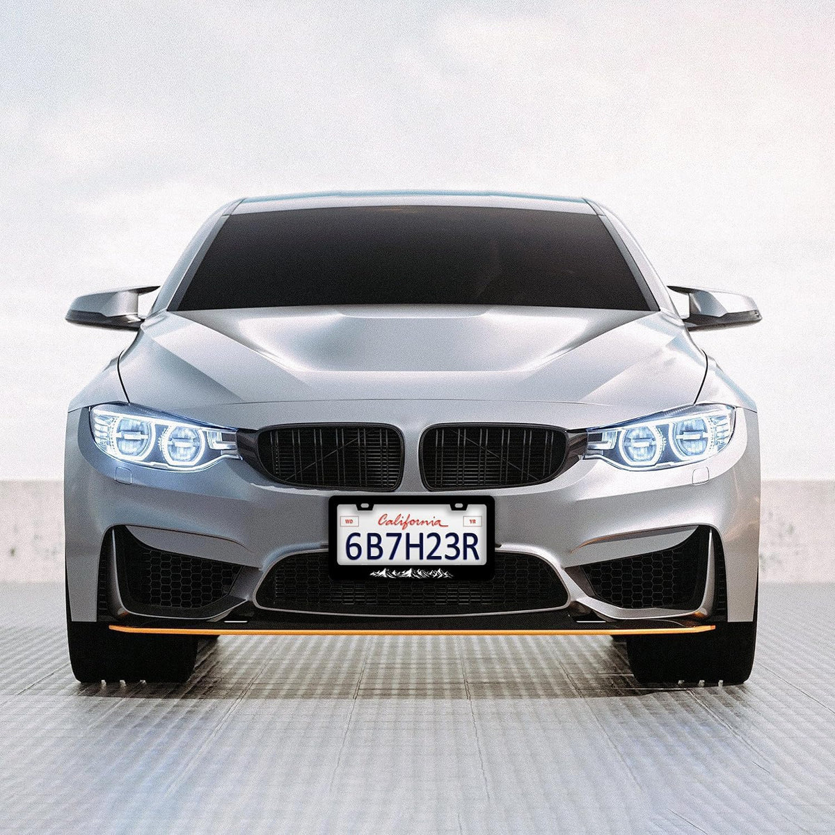 Mountains License Plate Frames - 2 Pcs Set 2 Holes Stainless Steel Metal Novelty Auto Car Accessories Decoration License Plate Frame Cover Size 6.3" x 12.2" Fit US Vehicles for Women Men Gift