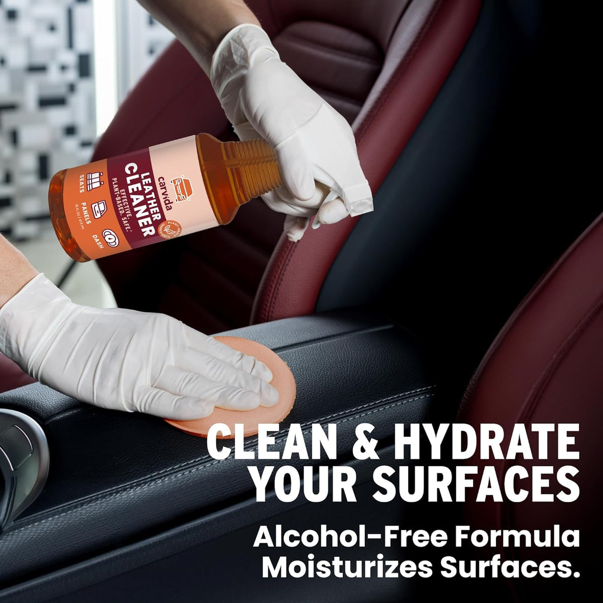 Leather Cleaner, Plant-Based Cleaner for Car Seats, Leather, Vinyl, 16oz