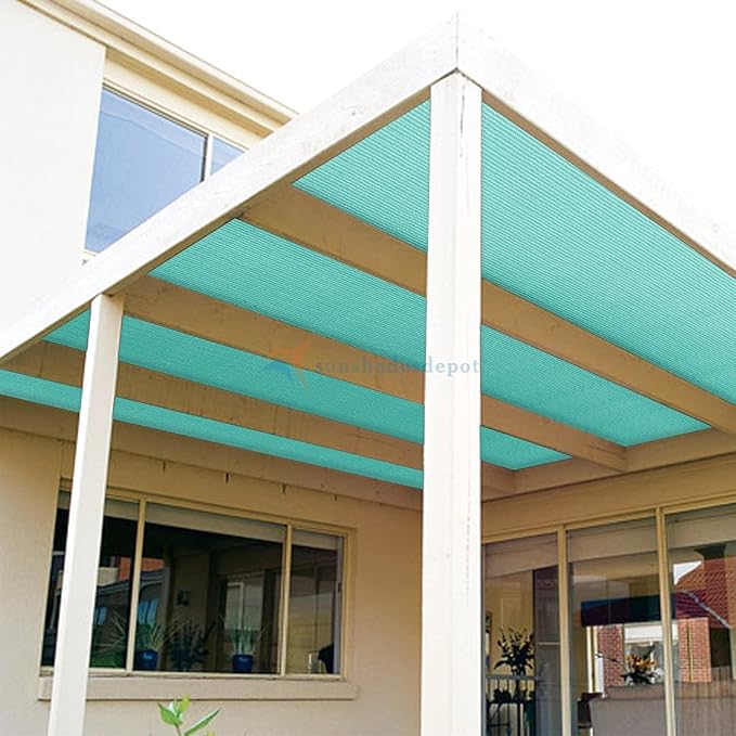 TANG Sun Shade Fabric Roll 8'x27' Shade Cloth for Garden Turquoise Green HDPE Mesh Shading Pergola Cover Replacement Canopy, 95% Blockage Sunshades for Outdoor Patio Backyard Plant