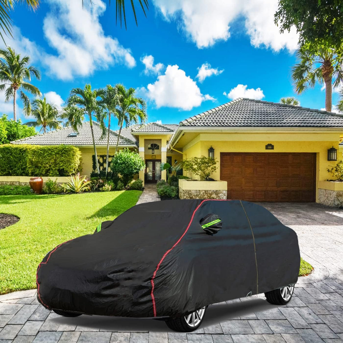 Breathable New Material, Waterproof Car Cover, Locks and Zipper Doors, Sunscreen Waterproof UV Prevention Snowproof Wind and Windproof,Suitable for Indoor Outdoor,for Pickup 180"-206" -B6