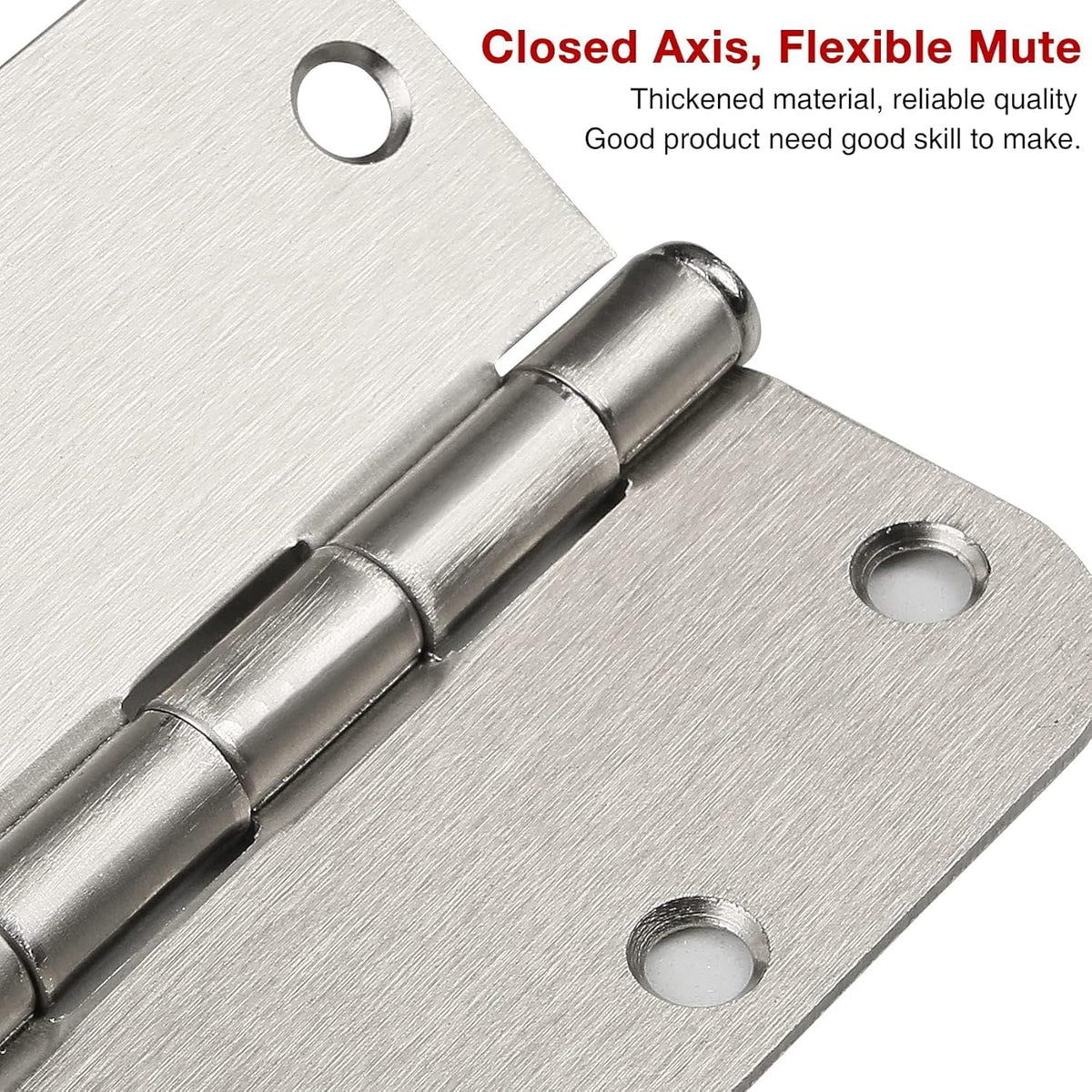 6 Pack Rounded Brushed Nickel Door Hinges 3.5 x 3-1/2" Inch, 5/8" Radius Interior Hardware 3 ½"Cottage Flat Bungalow Mobile Home Skyscraper Indoor Hinge for Doors Use Renovate Bedroom Kitchen