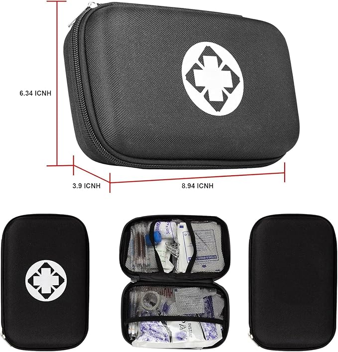 279PCS Small Travel First Aid Kit Supplies for Business, First Aid Emergency Set Backpacking Essentials Items Trauma Survival Kits for Outdoor Adventure, Black AMORNING