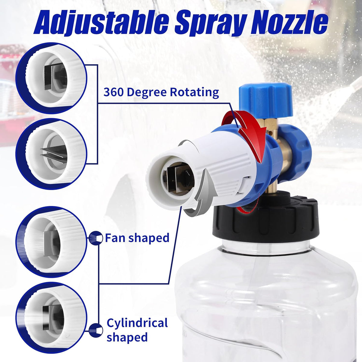 Tool Daily Foam Cannon for Pressure Washer, Adjustable Foam Blaster, Snow Foam Lance with M22 and 1/4 Inch Quick Connect, Additional Orifice Nozzle 1.1mm, 1.5 Liter