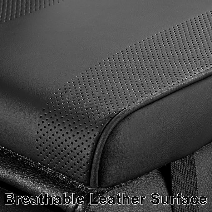 SEG Direct Car Center Console Cover, Breathable Leather Auto Armrest Cover, Memory Foam Arm Rest Cushion, Universal Car Seat Box Cover Car Interior Accessories, Black