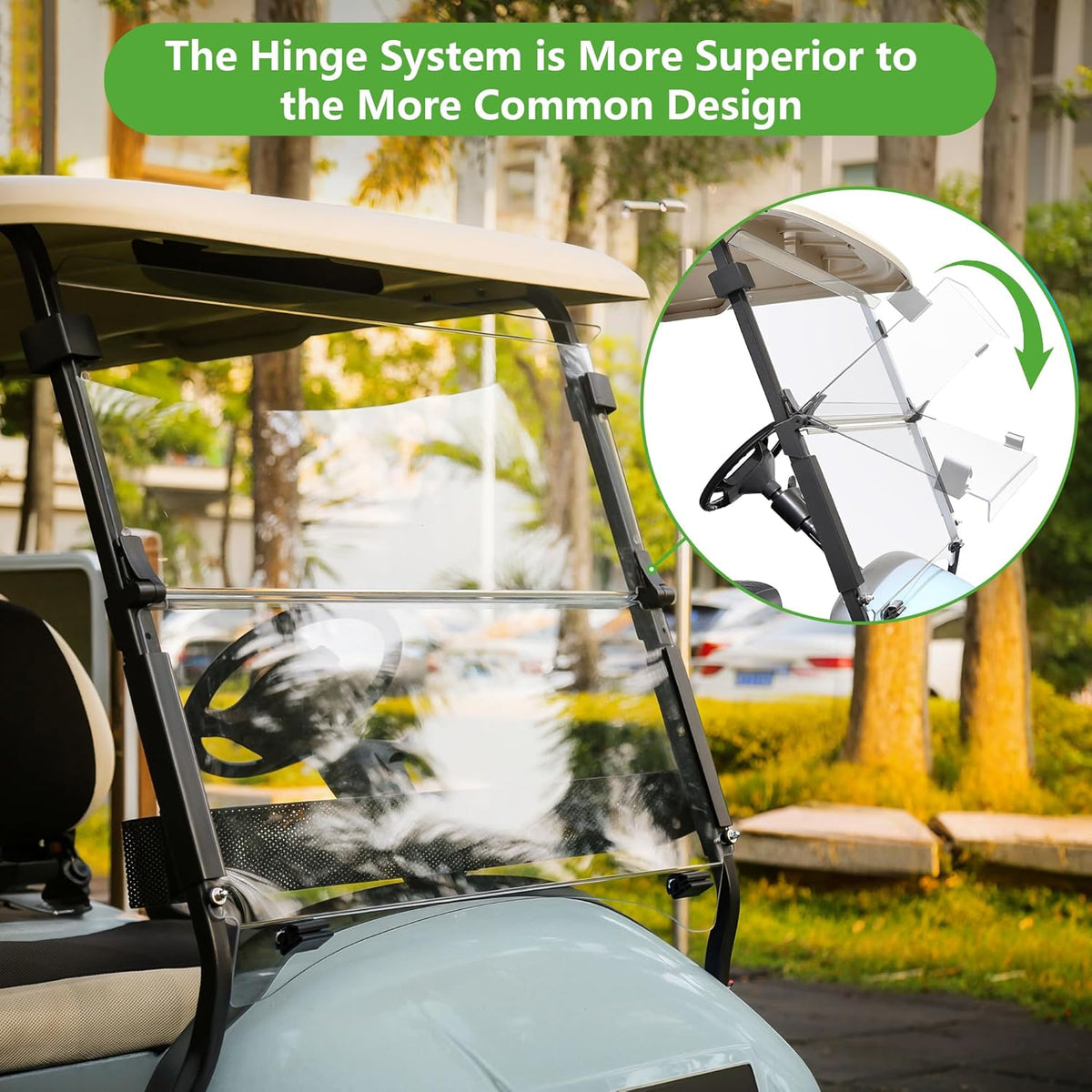 10L0L Golf Cart Windshield for Club Car Precedent 2004-Up, Tempo, 2017-Up Onward, Clear/Tinted Fold Down Club Car Windshield Anti-UV Impact Resistant - 37.5"W X 33.6"H