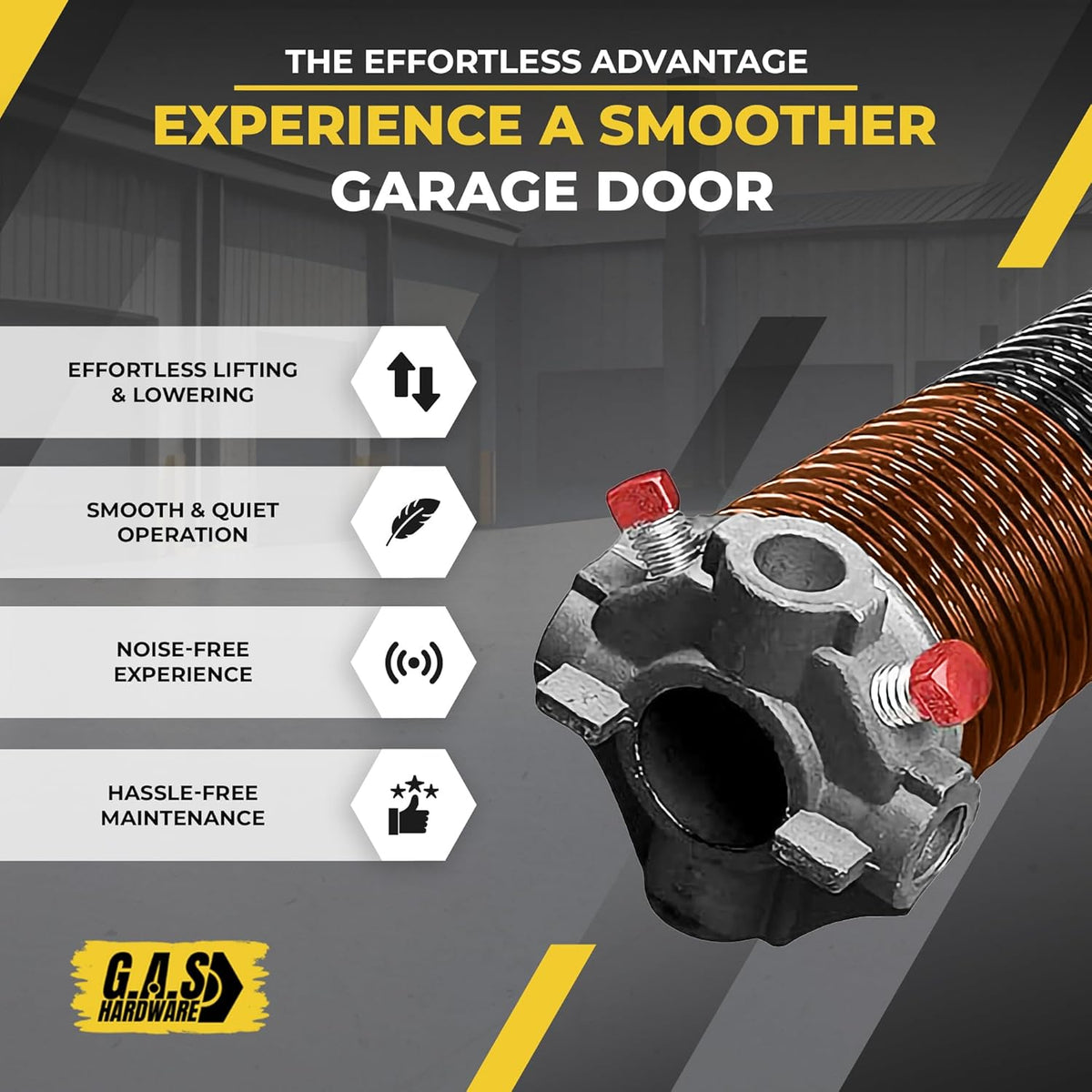Garage Door Torsion Spring 273x2x36 Torsion Spring for Right Side of Garage Door with 1" Steel Bearing, Gloves, and Winding Bars Precision E-Coating 5-Year Warranty Minimum 30,000 Cycles (Black Cone)